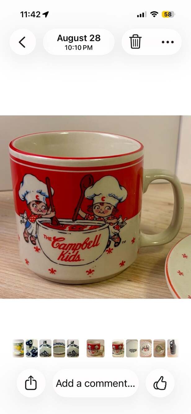 Gibson Campbell Kids Soup Mug 1991 Vintage Red White